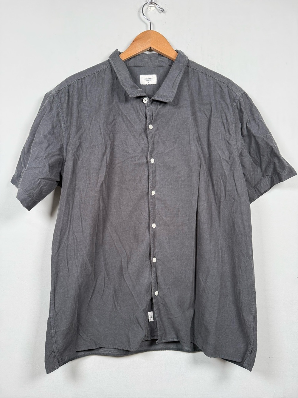 The Academy Brand Men's Short-Sleeve Button-Down Shirt in Gray 100% Cotton XL